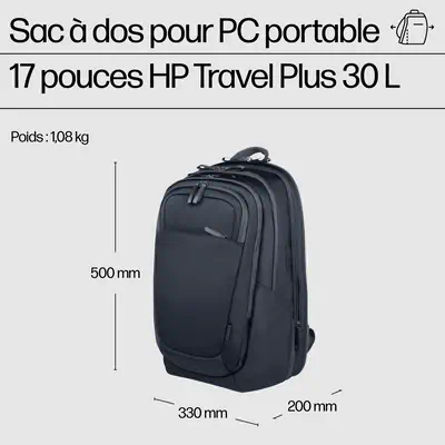 Sac à dos pour ordinateur portable HP Travel Plus 30L 17 pouces - Sacoche & Housse - visuel 4