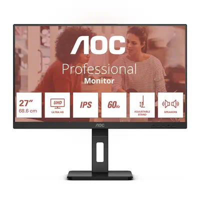 AOC E3 U27E3UF écran plat de PC 68,6 cm (27") 3840 x 2160 pixels 4K Ultra HD LED Noir - Ecran Ordinateur - visuel 1