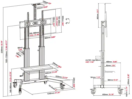 Vision VFM-F27 support pour téléviseur 2,54 m (100") Noir - Accessoire Vidéoprojecteur - visuel 6