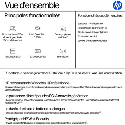 EliteBook X Flip G1i Next Gen AI PC Wolf Pro Security Edition - HP - PC Portable - visuel 4