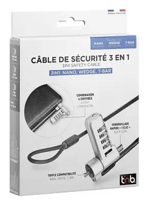 T'nB MCAV3IN1CODE accessoire de câble Serrure de sécurité T'NB - visuel 1 - hello RSE - Utilisation polyvalente