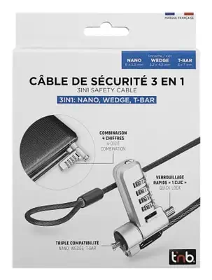 T'nB MCAV3IN1CODE accessoire de câble Serrure de sécurité T'NB - visuel 1 - hello RSE - Verrouillage convivial