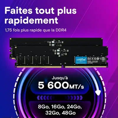 Crucial CT64G56C46U5 module de mémoire 64 Go 1 x 64 Go DDR5 - Mémoire - visuel 3