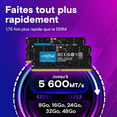 Crucial CT2K64G56C46S5 module de mémoire 128 Go 2 x 64 Go DDR5 - Mémoire - visuel 3