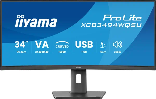 iiyama ProLite XCB3494WQSU-B1 écran plat de PC 86,4 cm (34") 3440 x 1440 pixels UltraWide Quad HD LE - Ecran Ordinateur - visuel 1