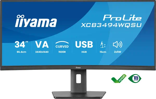 iiyama ProLite XCB3494WQSU-B1 écran plat de PC 86,4 cm (34") 3440 x 1440 pixels UltraWide Quad HD LE - Ecran Ordinateur - visuel 2