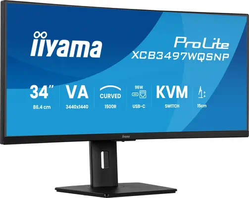 iiyama ProLite XCB3497WQSNP-B1 écran plat de PC 86,4 cm (34") 3440 x 1440 pixels UltraWide Quad HD L - Ecran Ordinateur - visuel 1