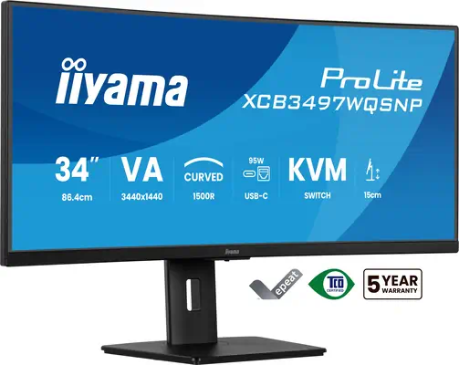 iiyama ProLite XCB3497WQSNP-B1 écran plat de PC 86,4 cm (34") 3440 x 1440 pixels UltraWide Quad HD L - Ecran Ordinateur - visuel 1