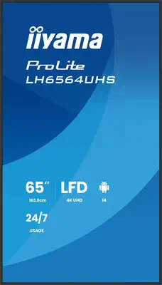 iiyama LH6564UHS-B1AG Écran d'affichage dynamique Écran plat de signalisation numérique 165,1 cm (65 - Ecran Numérique Interactif - visuel 3