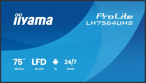 iiyama LH7564UHS-B1AG Écran d'affichage dynamique Écran plat de signalisation numérique 190,5 cm (75 - Ecran Numérique Interactif - visuel 2