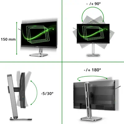 Philips 5000 series 24B2G5301/00 écran plat de PC 60,5 cm (23.8") 1920 x 1080 pixels Full HD LCD Noi - Ecran Ordinateur - visuel 3