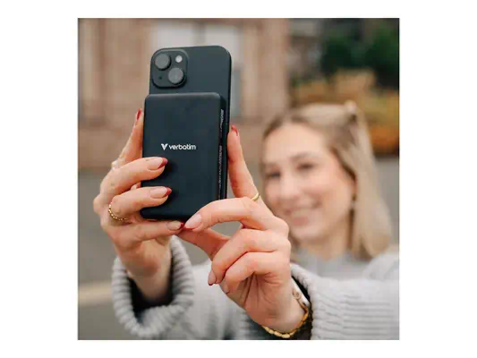 VERBATIM CHARGE N GO ESSENTIALS POWER BANK MAGNETIC WIRELESS 5000MAH BLACK WCF (P) - Verbatim - Câble USB - visuel 4
