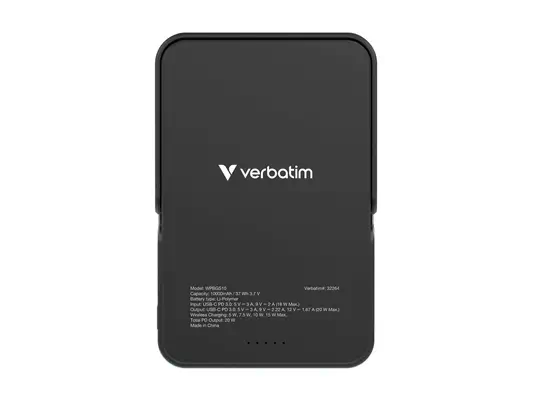 VERBATIM CHARGE N GO POWER BANK WITH STAND MAGNETIC WIRELESS 10000MAH - BLACK WCF (P) - Verbatim - Câble USB - visuel 4