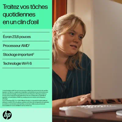 All-in-One 24-cr0081nf HP - visuel 1 - hello RSE - Le modèle contient des métaux recyclés et des plastiques recyclés post-consommation
