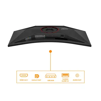 AOC G4 CU34G4Z écran plat de PC 86,4 cm (34") 3440 x 1440 pixels Wide Quad HD LED Noir, Rouge - Ecran Ordinateur - visuel 4