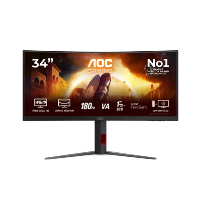 AOC G4 CU34G4 écran plat de PC 86,4 cm (34") 3440 x 1440 pixels Wide Quad HD LED Noir, Rouge - Ecran Ordinateur - visuel 1