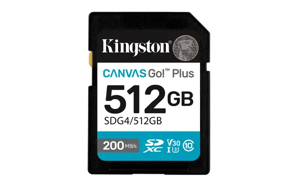 512 Go SDXC Canvas Go Plus Gen4 200 Mo/s C10 UHS-I U3 V30 - Kingston - Carte Mémoire - visuel 1