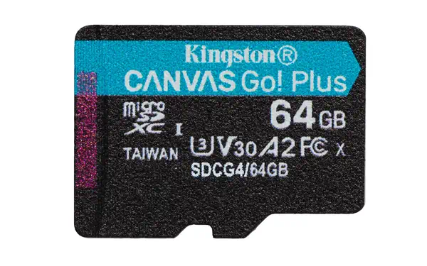 Carte microSDXC Canvas Go Plus Gen4 200R A2 U3 de 64 Go, pack unique sans ADP - Kingston - Carte Mémoire - visuel 1