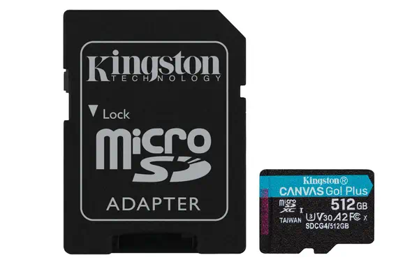 Carte microSDXC Canvas Go Plus Gen4 200 Mo/s A2 U3 V30 512 Go + adaptateur - Kingston - Carte Mémoire - visuel 1