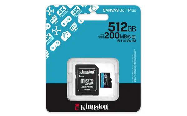 Carte microSDXC Canvas Go Plus Gen4 200 Mo/s A2 U3 V30 512 Go + adaptateur - Kingston - Carte Mémoire - visuel 5