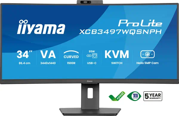 iiyama ProLite XCB3497WQSNPH-B1 écran plat de PC 86,4 cm (34") 3440 x 1440 pixels UltraWide Quad HD  - Ecran Ordinateur - visuel 2