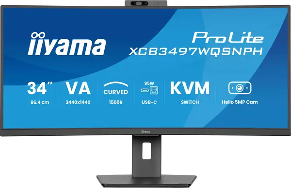 iiyama ProLite XCB3497WQSNPH-B1 écran plat de PC 86,4 cm (34") 3440 x 1440 pixels UltraWide Quad HD  - Ecran Ordinateur - visuel 1