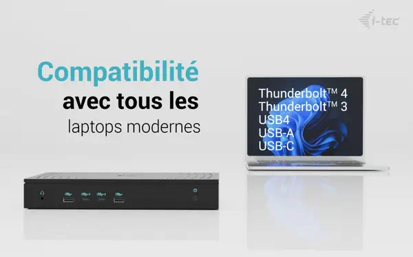 Universal 5x 4K/60Hz Display Docking Station + Power I-Tec - visuel 1 - hello RSE - Fonctionnalités conviviales