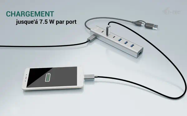 USB-C/USB-A Charging Metal HUB 7 port (3x USB-C, 4x USB-A) - I-Tec - Connectique - visuel 8