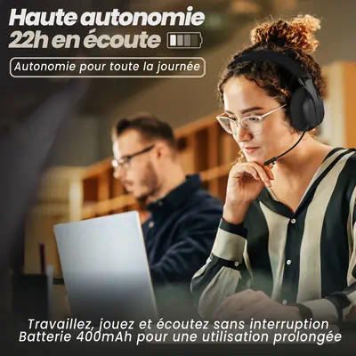 T'nB ACTIVLIGHT casque Avec fil &sans fil Arceau Business/Everyday USB Type-C / USB Type-A Bluetooth - T'NB - Casque Micro - visuel 6