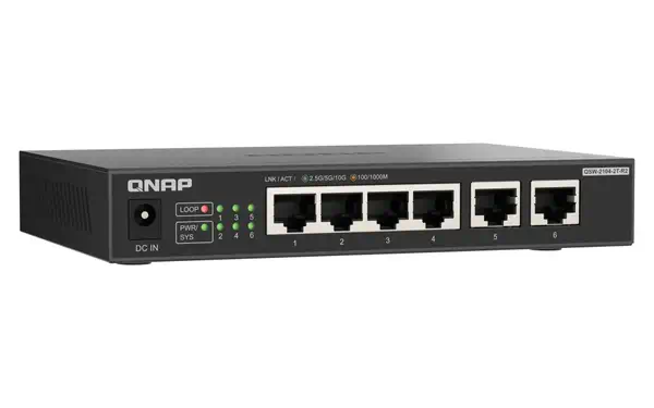 QNAP QSW-2104-2T-R2 commutateur réseau Non-géré 10G Ethernet (100/1000/10000) QNAP - visuel 1 - hello RSE - Fonctionnement silencieux