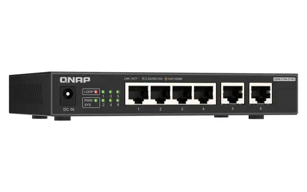 QNAP QSW-2104-2T-R2 commutateur réseau Non-géré 10G Ethernet (100/1000/10000) QNAP - visuel 1 - hello RSE - Options de connectivité polyvalentes