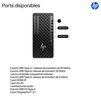 HP Z1 Tower G1i Intel Core Ultra 7 265 32 Go DDR5-SDRAM 1 To SSD NVIDIA RTX A1000 Windows 11 Pro Sta - Station de Travail - visuel 9