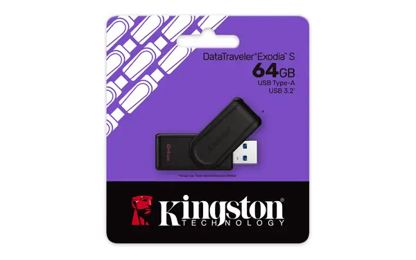 64GB Portable USB 3.2 Gen 1 DataTraveler Exodia S (Noir/Noir) - Kingston - Disque dur Externe - visuel 3