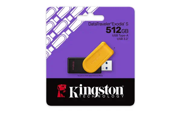 512GB Portable USB 3.2 Gen 1 DataTraveler Exodia S (Noir/Jaune) - Kingston - Disque dur Externe - visuel 3
