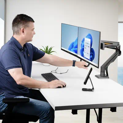 Bras pour Double Moniteur avec Barre Transversale, Écrans Jusqu'à 27", VESA 75x75/100x100, Max 15kg, - StarTech - Accessoire ENI, TBI et VPI - visuel 9