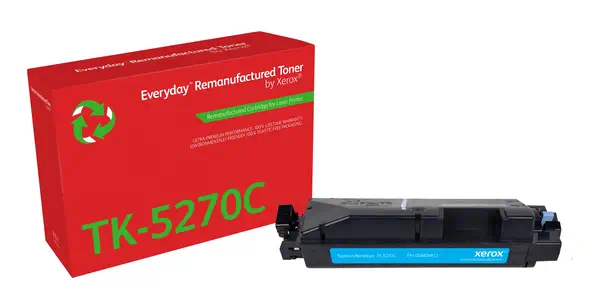 Toner remanufacturé Cyan Everyday™ de Xerox compatible avec Kyocera TK-5270C, Capacité standard - visuel 1