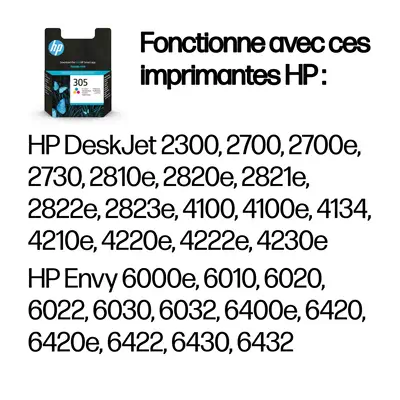 Cartouche d’encre trois couleurs HP 305 authentique HP - visuel 1 - hello RSE - Des performances fiables