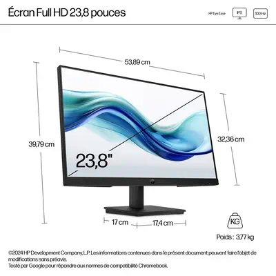 Moniteur FHD 23,8 pouces HP Series 3 Pro HP - visuel 1 - hello RSE - Fonction faible lumière bleue toujours active en couleurs réelles