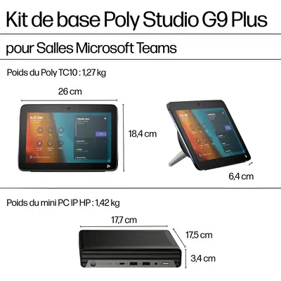 Kit de base Poly Studio G9 Plus pour Mini-PC IP HP Microsoft Teams avec TC10 - Visioconférence - visuel 9