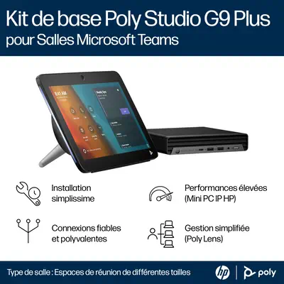 Kit de base Poly Studio G9 Plus pour Mini-PC IP HP Microsoft Teams avec TC10 - Visioconférence - visuel 9