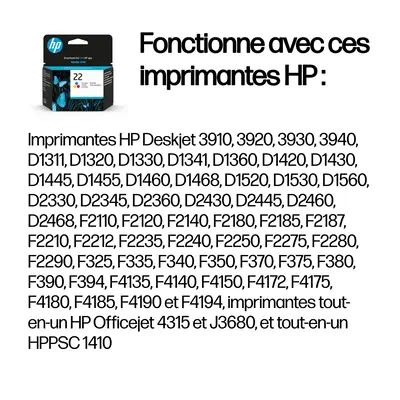 HP 22 cartouche d'encre trois couleurs authentique - Cartouches d'encre - visuel 1
