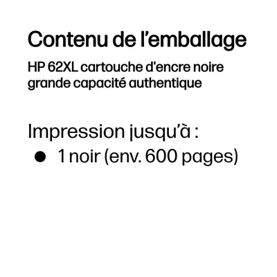62XL cartouche d'encre noire grande capacité authentique - HP - Cartouches d'encre - visuel 3