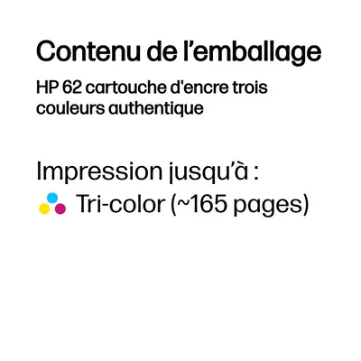 HP 62 cartouche d'encre trois couleurs authentique - Cartouches d'encre - visuel 3