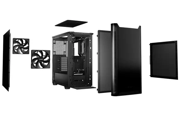 Pure Base 501 Noir | Boîtier PC , Mini ATX / Micro ATX / ATX, 2 ventilateurs Pure Wings 3 140 mm PWM - be quiet! - Boitier - visuel 4