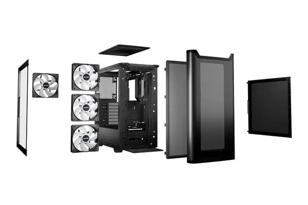Pure Base 501 Noir | Boîtier PC vitré, Mini ATX / Micro ATX / ATX, 4 ventilateurs Light Wings LX PWM - be quiet! - Boitier - visuel 3