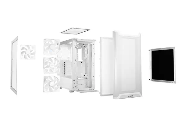 Pure Base 501 Blanc | Boîtier PC vitré, Mini ATX / Micro ATX / ATX, 4 ventilateurs Light Wings LX PW - be quiet! - Boitier - visuel 3