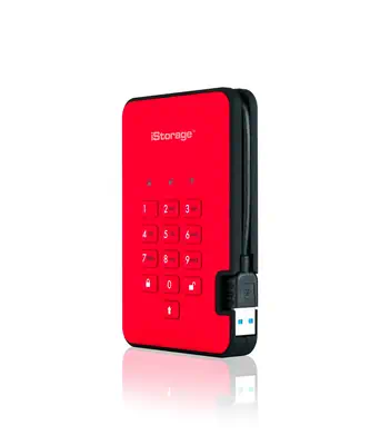 diskAshur2 256-bit 512GB USB 3.2 secure encrypted solid-state drive - Red IS-DA2-256-SSD-512-R - iStorage - Disque dur SSD - visuel 3