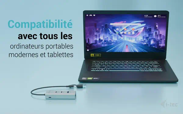 Universal Charging Metal HUB 2xUSB-C + 2x USB-A I-Tec - visuel 1 - hello RSE - Compatibilité universelle