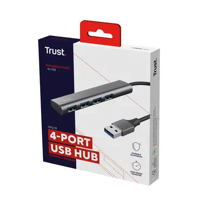 Trust Halyx USB 3.2 Gen 1 (3.1 Gen 1) Type-A 5 Mbit/s Noir, Gris - Switchs et Hubs - visuel 7