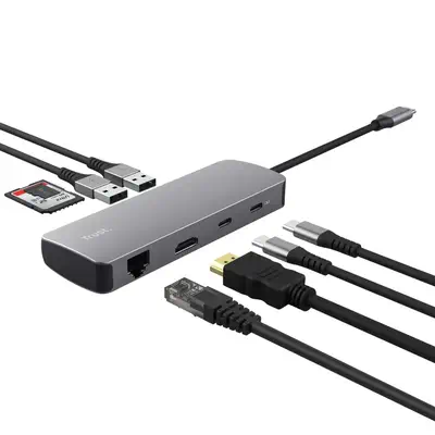 Trust 25672 hub & concentrateur USB Type-C Gris - Switchs et Hubs - visuel 3